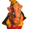 Terracotta Ganesh muzikantje geverfd, groot (cymbaal)