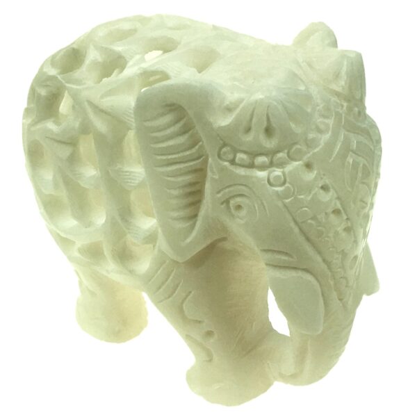 olifant in olifant albast - slurf naar beneden - 7,5 cm - Afbeelding 3