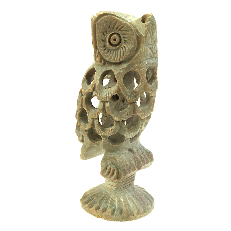 uil in uil speksteen op pilaar - 4 inch - Afbeelding 3