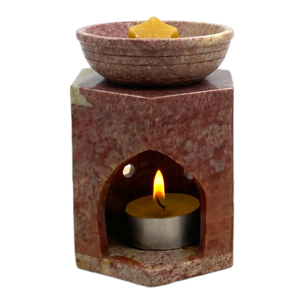 Aromalamp - speksteen - gekerfde vormen (rode tinten) - Afbeelding 4