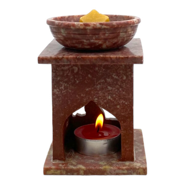 Aromalamp - speksteen - gekerfde engel (rode tinten) - Afbeelding 4