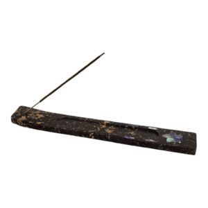 Wierookhouder gondel - speksteen - inlay blauwe bloem