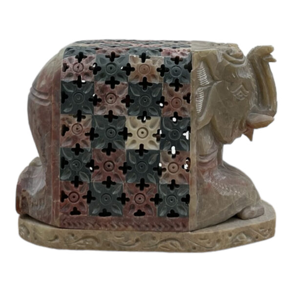 Theelichthouder speksteen - olifant - Afbeelding 3