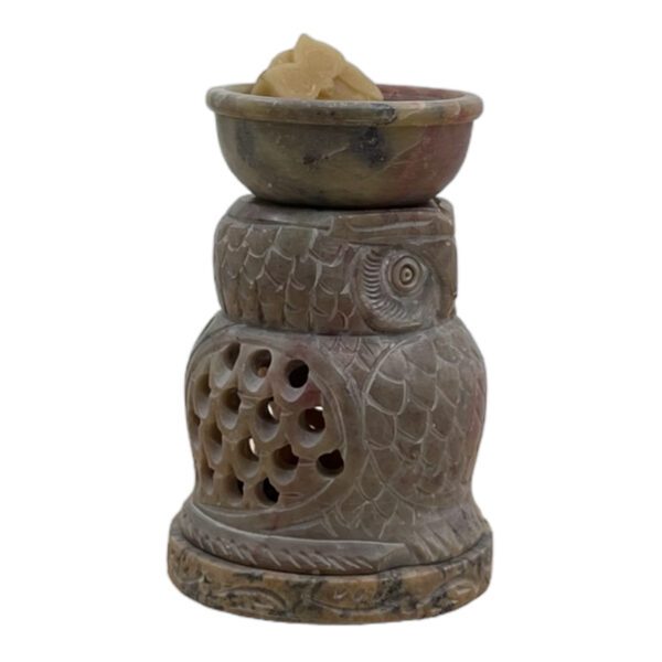 Aromalamp - speksteen - gekerfd (uil) - Afbeelding 3