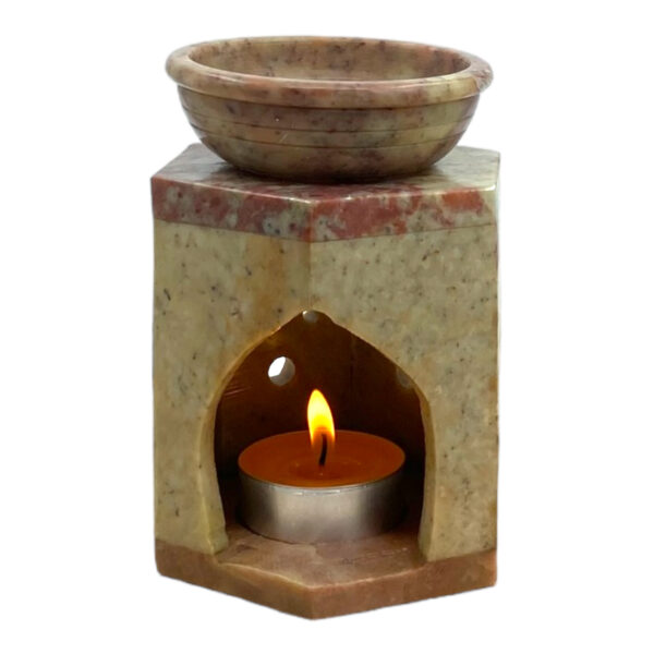 Aromalamp speksteen, met gekerfde vormen - Afbeelding 4