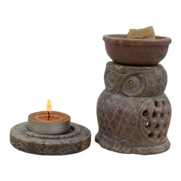 Aromalamp - speksteen - gekerfd (uil) - Afbeelding 2