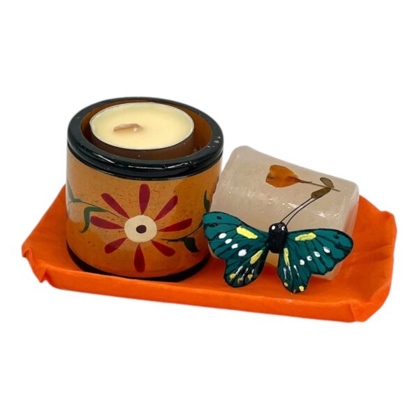 Kaarshouder - speksteen - handbeschilderd met aromakaars - Afbeelding 5