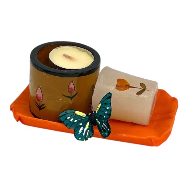 Kaarshouder - speksteen - handbeschilderd met aromakaars - Afbeelding 9