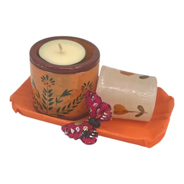 Kaarshouder - speksteen - handbeschilderd met aromakaars - Afbeelding 3