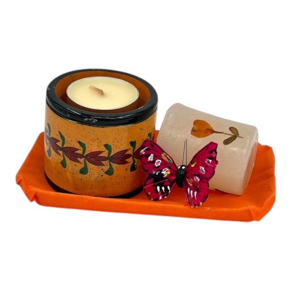 Kaarshouder - speksteen - handbeschilderd met aromakaars - Afbeelding 2