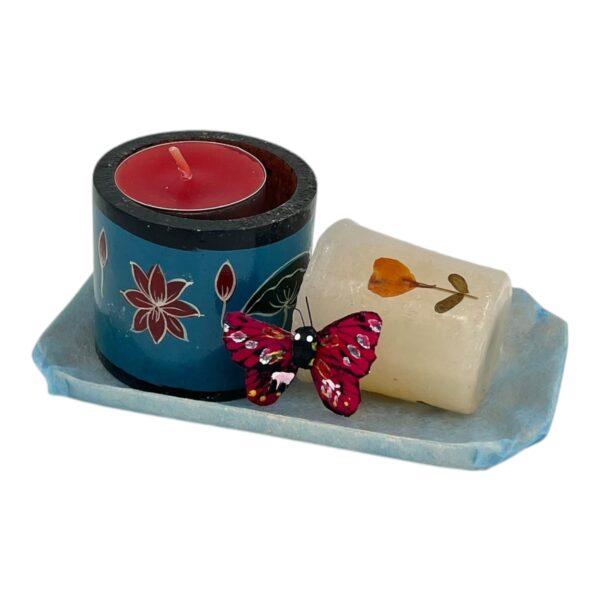 Kaarshouder - speksteen - handbeschilderd met aromakaars - Afbeelding 7