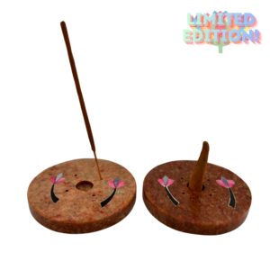 Wierookhouder speksteen diverse vormen, ingelegd