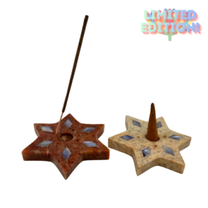 Wierookhouder speksteen div. vormen, ingelegd