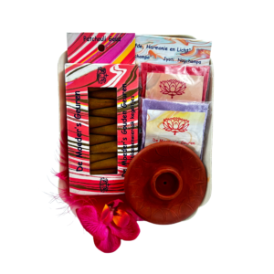 Cadeauverpakking Goud kegeltjes en terracotta houder, rood
